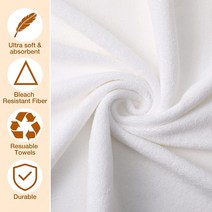 Newwiee 72팩 표백제 방지 타월 벌크 살롱 헤어 극세사 타월 45.7 .. 정품보장, White