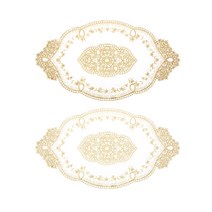 빈티지 플라워 자수 테이블매트, 딥골드