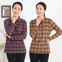 모슬린 여성 엄마옷 넥오픈 체크 카라셔츠 FTK812310 마담/미시옷/중년여성의류/빅사이즈/40대/50대/60대여성옷
