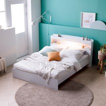 크렌시아 그란테 LED 스탠다드 일반 침대 Q+본넬 매트리스, 화이트