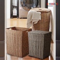 한샘 라탄 패턴 햄퍼 사각 빨래바구니 빨래통, 라탄 패턴 햄퍼 사각 그레이