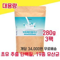락토페린 라토페린 락토패린 가루 분말 파우더 대용량 280g 락토린 밀크 칼슘 칼숨 우유 초유 초우 단백질 담백질 홈쇼핑 19종 혼합 유산균 사균체 카제인 복합물 농축물 타먹는, 280g 3팩 - 다니마켓