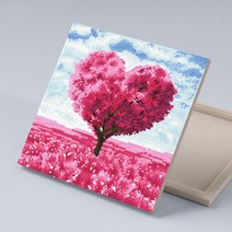 바보사랑 아이러브페인팅 DIY캔버스형 보석십자수 30x30cm 핑크하트트리.아이러브페인팅