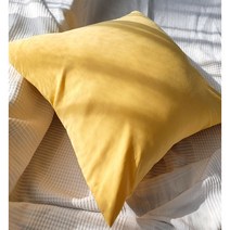 리드홈 바이오워싱 무지 쿠션커버+솜포함, 레몬