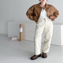 기타 여자피치기모겨울통바지크림진와이드팬츠