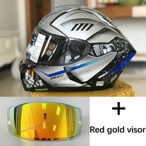스쿠터헬멧 오픈페이스 바이크 헬맷 오토바이 용품 X14 전체 얼굴 헬멧 YZF R1M 스페셜 에디션 실버 모토 크로스 레이싱 승마, XL, red gold lens