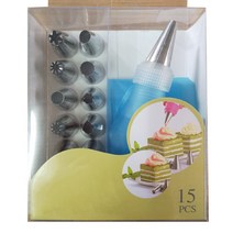 14/26/50pcs 크림 노즐 케이크 장식 도구 케이크 실리콘 파이핑 과자 가방 주방 베이커리 장비에 대 한 액세서리, 하나, 15pcs Blue