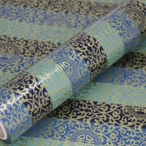 포장지세상 제일포장 전통무늬 단청무늬 비닐 증착롤 포장지, 53cmX20M(1롤), 하늘