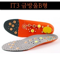 아이더쓰리 기능성 지압인솔 - 금방울B형, 블랙+오렌지, 225-230mm