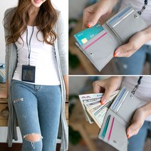 소가죽 라임블로썸 지퍼 카드목걸이 카드지갑