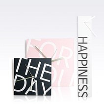 1AM 캘리그라피 메세지 엣지 벽시계 Ver_2, 긴네모_블랙_HAPPINESS