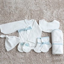 콩닥콩닥 베이직 하늘 무형광 전통 배냇저고리 6종세트(완제품)