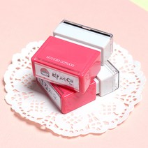 두루디자인 롤리팝 직사각 스탬프, 핫핑크, 잉크 검정