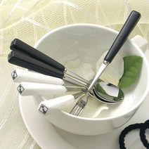 블랙n화이트 도자기라인(대) 티스푼 or 티포크, 5개, 블랙티스푼