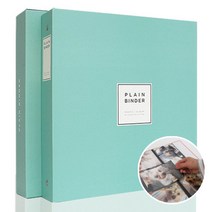 앨범샵 플레인바인더 앨범 대형 접착식 포켓식 사진 포토, 플레인바인더-민트(흑지포켓)