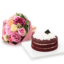 비누꽃 슈슈다발+지지스 레드벨벳케익, 1set