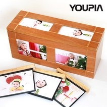 유피아 원목앨범함 액자함 엔틱앨범 사진인화 돌잔치선물, 황토(신형)
