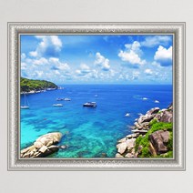 아트박스/꾸밈 cy699-힐링의바다섬_창문그림액자(중형)_디자인시트지, D타입-엘레강스실버