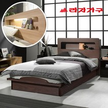 라자가구 BEST 크림슨 아이크 LED 조명 침대 + 9존 독립매트리스 라텍스 서랍, 01.크림슨LED 평상형침대세트_SS_초코