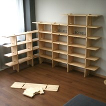 JWK 토파즈 브라운 일파만파 원목 북선반 책장 거실장 유닛, 무도장소나무800선반다리높이30.5cm1단