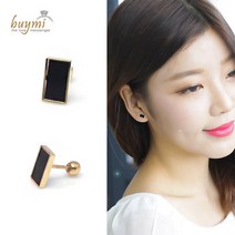 바이미 14k gold-직사각 피어싱 귀걸이