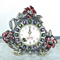 고급 탁상시계, 앤틱 백합 탁상시계 (퍼플)