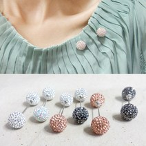 초코젬 양쪽 스톤볼 일자 브로치 큐빅볼 부토니에