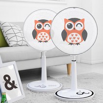 다샵 북유럽풍 프리미엄 선풍기 안전망 1+1, 부엉이 오렌지