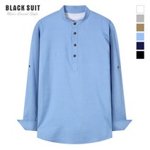 [블랙수트] TBC_린넨 헨리넥 롤업셔츠