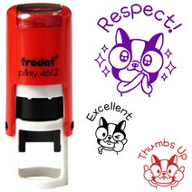 프라하스탬프 깜찍 캐릭터 라라 쿠폰사이즈 칭찬스탬프(지름1.1cm 자동스탬프 스탬프, 4. Incredible!, 디자인3. 문구없이 캐릭터만(잉크 빨강)