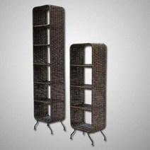 라탄 엔틱 6단 cd장 / 6칸 씨디장 피규어장 레고 cd 꽂이 dvd장 선반 타워 타워형 디자인 미니카 브라운 소품 수납 수납장 씨디 피큐어 인테리어 장식장 진열 진열장 카페 책