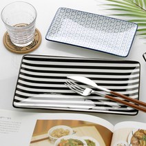 히츠키코보 사각접시, 10.5인치 사각접시(스트라이프), 1개