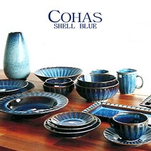 쉘블루 세트/도자기 공기 대접 쿠프 접시 컵 볼 면기, 09 쉘블루 정사각접시(대)2p세트