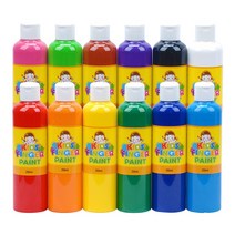 키즈 핑거페인트 250ml 12색 세트 / 키즈맘아트 유아물감 핑거물감 핸드페인팅 바디페인팅 형광 유아 물감 미술 오감 촉감 발달 놀이 드로잉카페 키즈카페 집콕 엄마표미술 홈스쿨