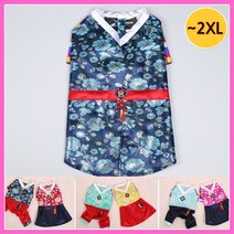 비단애견한복2XL빅사이즈닥스훈트한복강아지한복조끼, 07.꽃담 한복 올인원(navy)