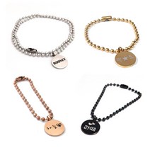 반지야반지야 써지컬스틸 강아지 고양이 목걸이, 실버 (실버글씨각인), 1개