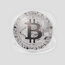 FROMb WALLET 럭키 비트코인 금속 기념주화 기념품 아크릴케이스 개별포장, 0588.비트코인 기념주화  / 실버