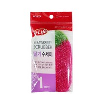 롯데 이라이프 딸기 수세미 9X14cm, 1