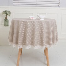 찬미디자인 레이스 원형식탁보, 마린도트 내츄럴.lace, 원탁크기70cm용