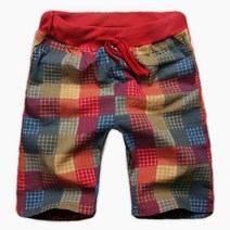 체크 밴딩 마 반바지 여름 5부 밴드 트레이닝 린넨 바지 NMF091PN