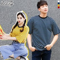 티데일리 남여공용 민지김민지 단가라 반팔 티셔츠 빅사이즈 반팔티 반소매
