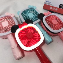 키티 미키 미니 LED핸드선풍기 KC인증안전배터리 휴대용선풍기, 민트블루키티