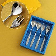 인스푼 티스푼포크 돌답례품 티스푼세트, 엔젤하트 4P (포크2+티스푼2), 인쇄 / 포장 (보라도트)
