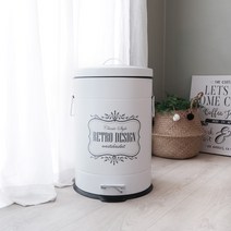 레트로 더스트빈 무소음 페달휴지통, 레트로페달휴지통 화이트-5L(WB-RE5L), 1개
