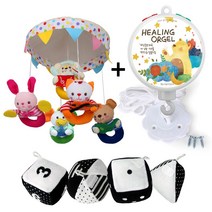 꿈나라 모빌, 동물악단 흑백컬러 더블 모빌+힐링자동오르골