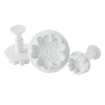 폭스런 스프링 플라워 플런저 쿠키커터 3종 세트, White, 1개