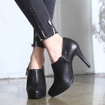 국내생산 10cm PU 앵클부츠 여성 하이힐 D-2632-1