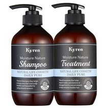 키렌 모이스처 네이처 샴푸 트리트먼트 세트 데일리퓨어향(무향) 500ml, 1세트