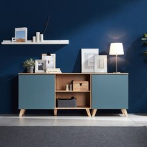 비앙스 터쿼이즈 1800 높은 거실장A 수납장, 라이트오크