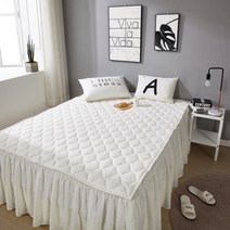 JKMTR 천연 순면 누빔 침대패트 요패드, 아이보리